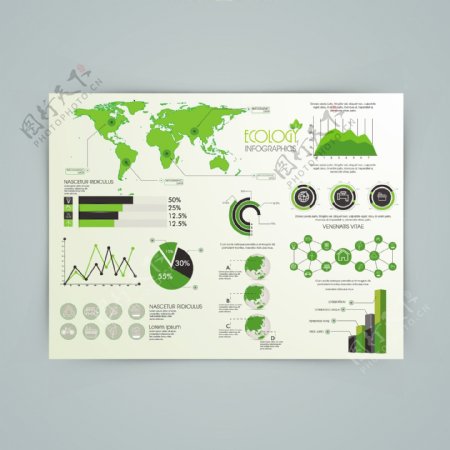 伟大的信息图表图表与绿色生态
