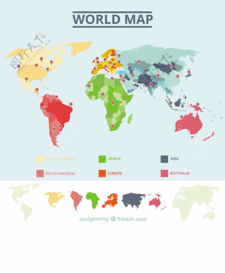 多彩的世界地图图表