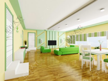 绿色客厅装修设计图片