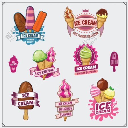 冰淇激冷饮标签图片