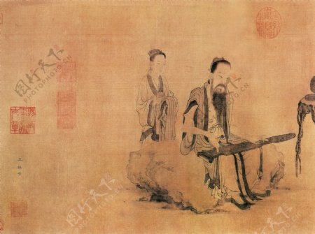 伯牙鼓琴图a人物画中国古画0246