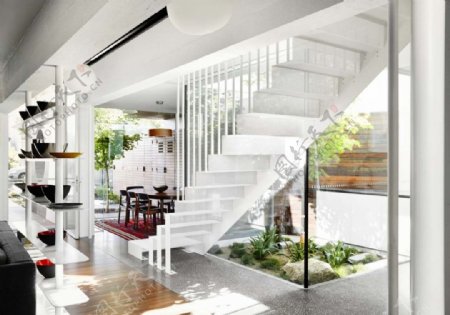 现代室内简约白色楼梯设计图