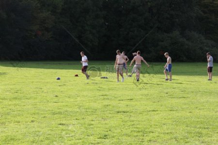 一群人在草地上玩