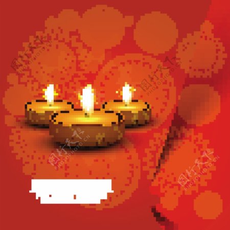 红色背景为排灯节的三根蜡烛