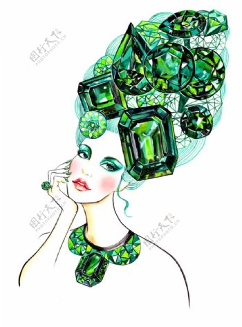 绿色珠宝配饰设计图