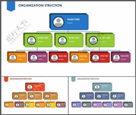 组织架构图商业图表商务蓝绿