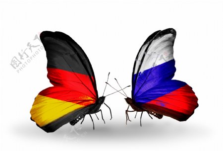 德国俄罗斯国旗蝴蝶图片