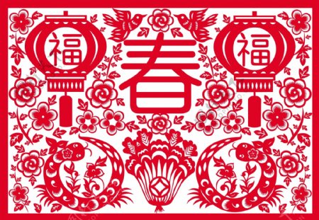 2013新年春节剪纸背景