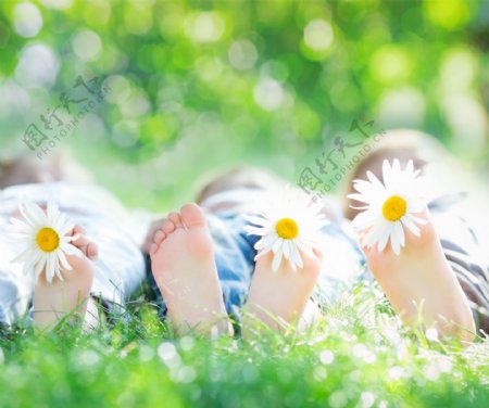 脚丫与花朵图片