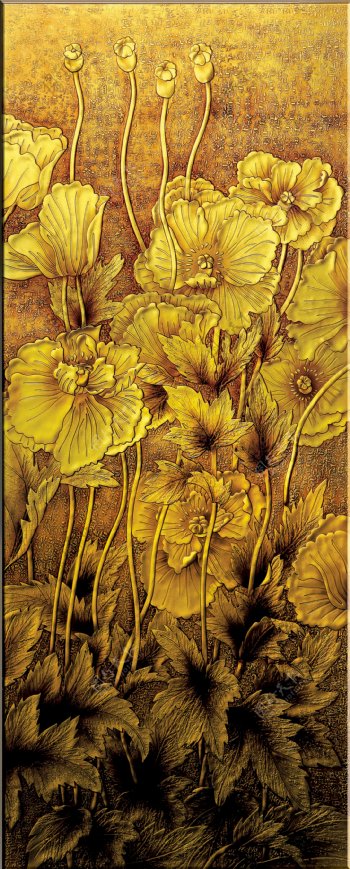 金色花瓣装饰背景墙