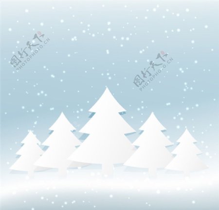 白色圣诞树林矢量素材