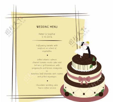 创意婚礼蛋糕菜单矢量素材