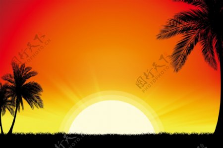 黄昏太阳背景图