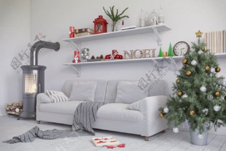 饰品圣诞树客厅效果图图片