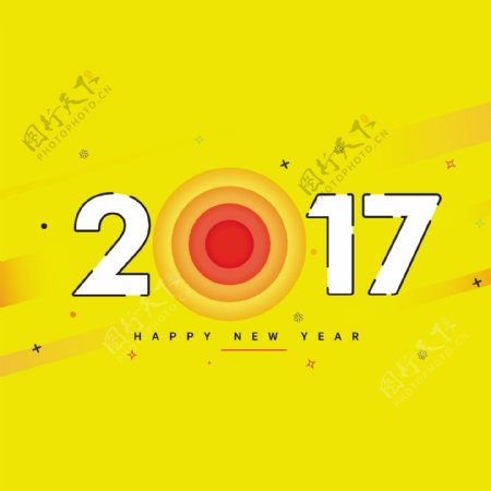 黄色背景与抽象线新年