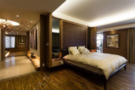 新中式简约卧室大床设计图