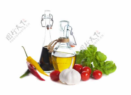 香醋食用油与蔬菜图片