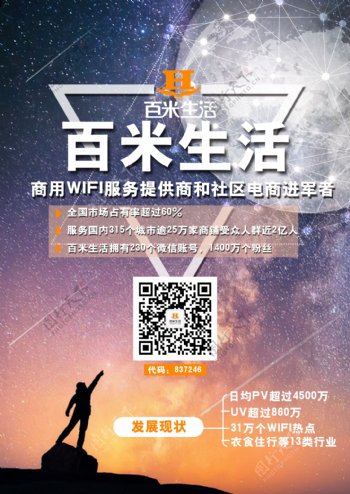 星空星球创意招商合成海报