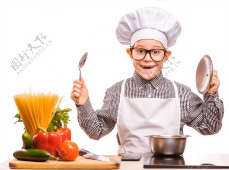 做饭的小厨师男孩图片