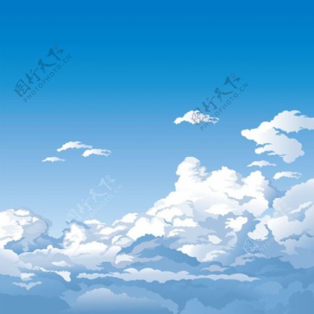 手绘蓝天里的白云矢量素材
