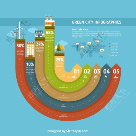 绿色城市infography箭
