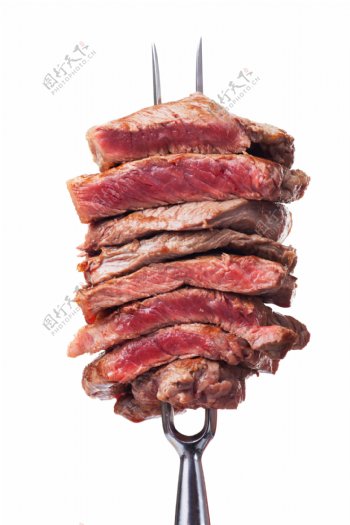 叉子上的牛肉