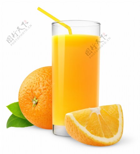 美味的橙汁与橙子