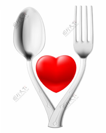 汤匙叉子与爱心