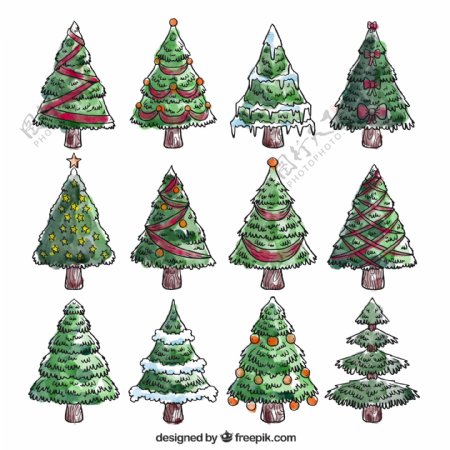 手绘圣诞树系列