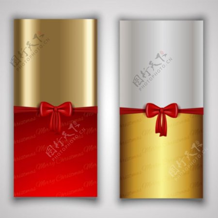 金色和银色的红色蝴蝶结横幅