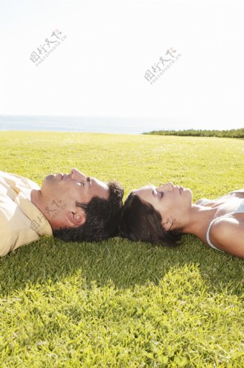 草地上的夫妻图片