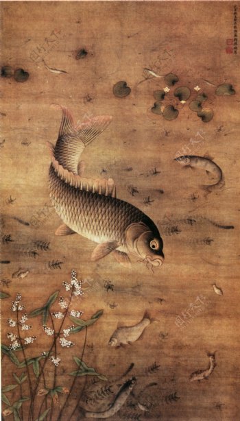 鱼藻图花鸟画中国古画0339