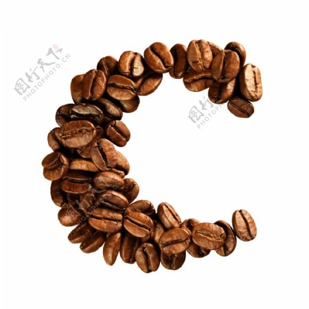 咖啡豆组成的字母C