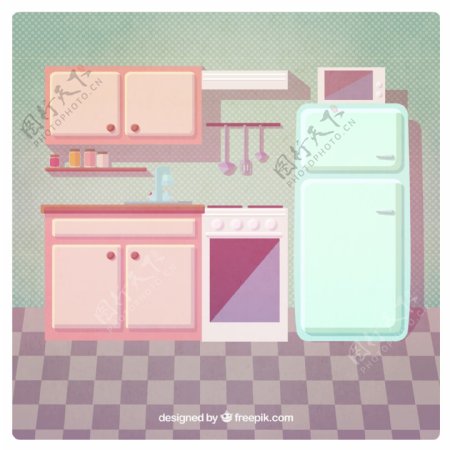 整洁厨房插画