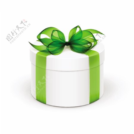 绿色丝带礼品盒设计矢量素材