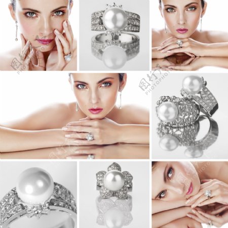 珍珠戒指与美女