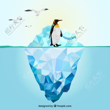 创意南极冰川和企鹅