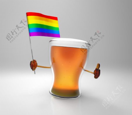 彩色国旗与啤酒图片