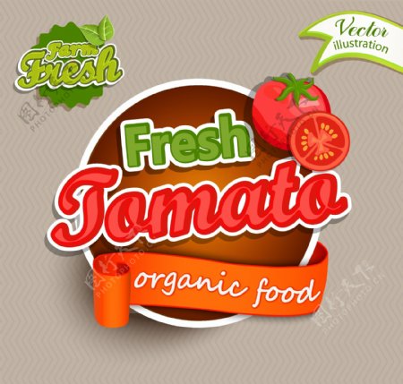 生态西红柿标签矢量素材下载