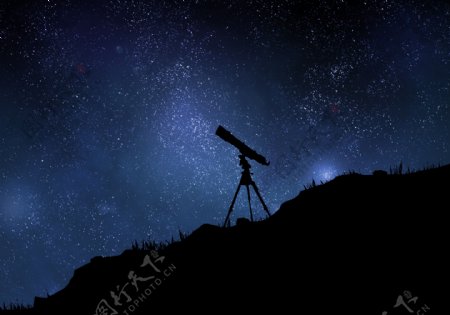 望远镜与星空图片