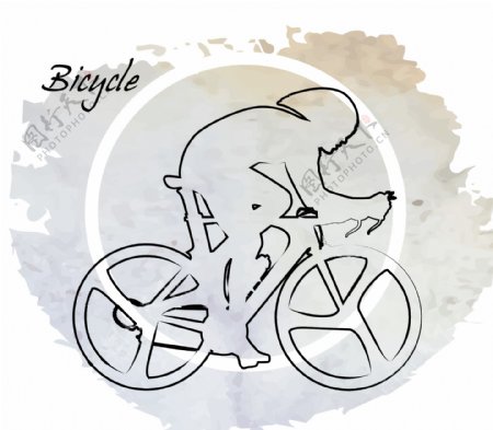骑自行车水彩广告