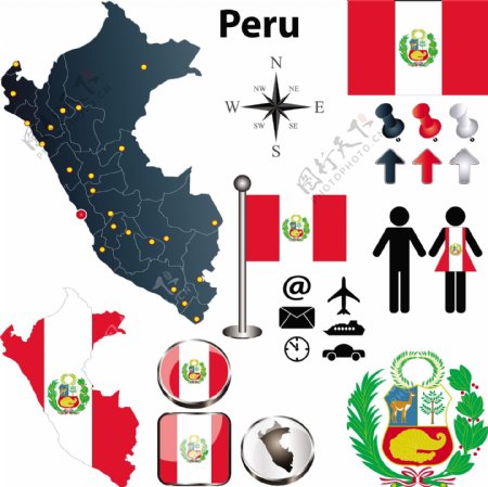 秘鲁地图国旗