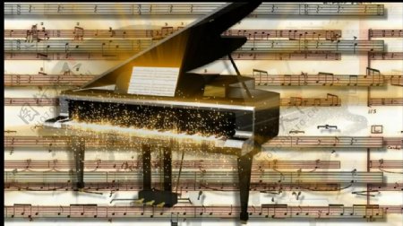 钢琴曲谱动感特效视频背景素材