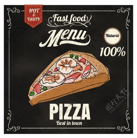 手绘披萨没事宣传海报EPS素材