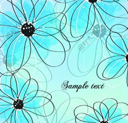 浅蓝色花卉图案