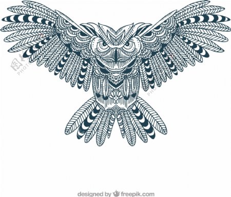 手绘的猫头鹰装饰风格图案矢量素材