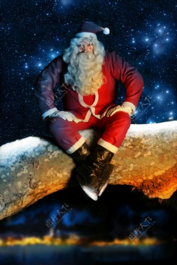 梦幻星空与圣诞老人图片