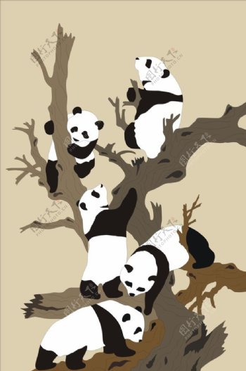 熊猫矢量图活泼熊猫可爱熊猫