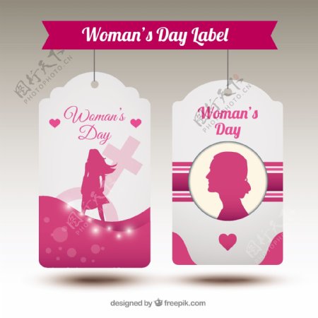 妇女日粉红标签