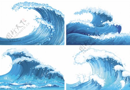 蓝色的波浪收集